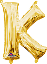 Gold  Letter "K" Mylar 16 Inch Balloon